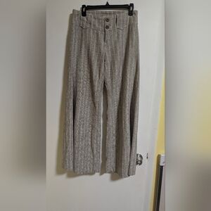 Gray Tan Linen Blend Ultra Wide-Leg Trousers Pants Sz 2